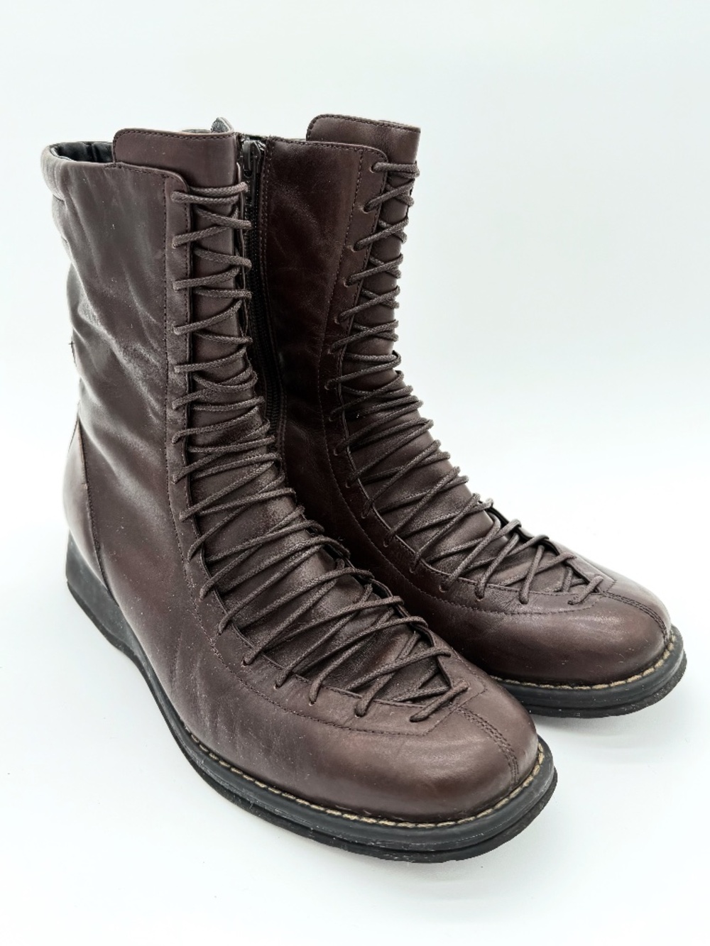 Remonte R3174 Brown Leather Corset Lace Up Mid Calf Comfort Boots Women EU 41 10